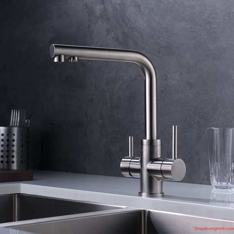 Vòi rửa bát nóng lạnh kèm đường nước lọc Ro inox sus304