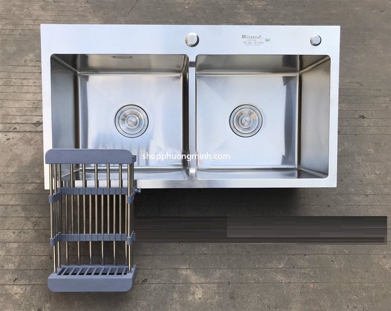 Chậu rửa bát inox hai hố cân (KT:780x430x240)