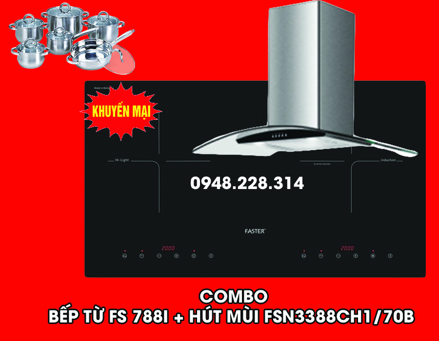 Combo Bếp Faster FS 788i + Hút Mùi Faster FSN 3388CH1