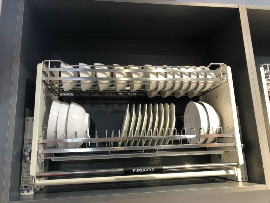 Giá bát đĩa nâng hạ Inox