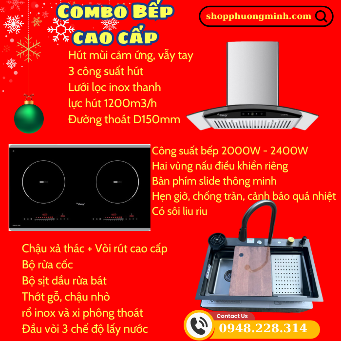 Combo bếp canzy hút mùi cảm ứng