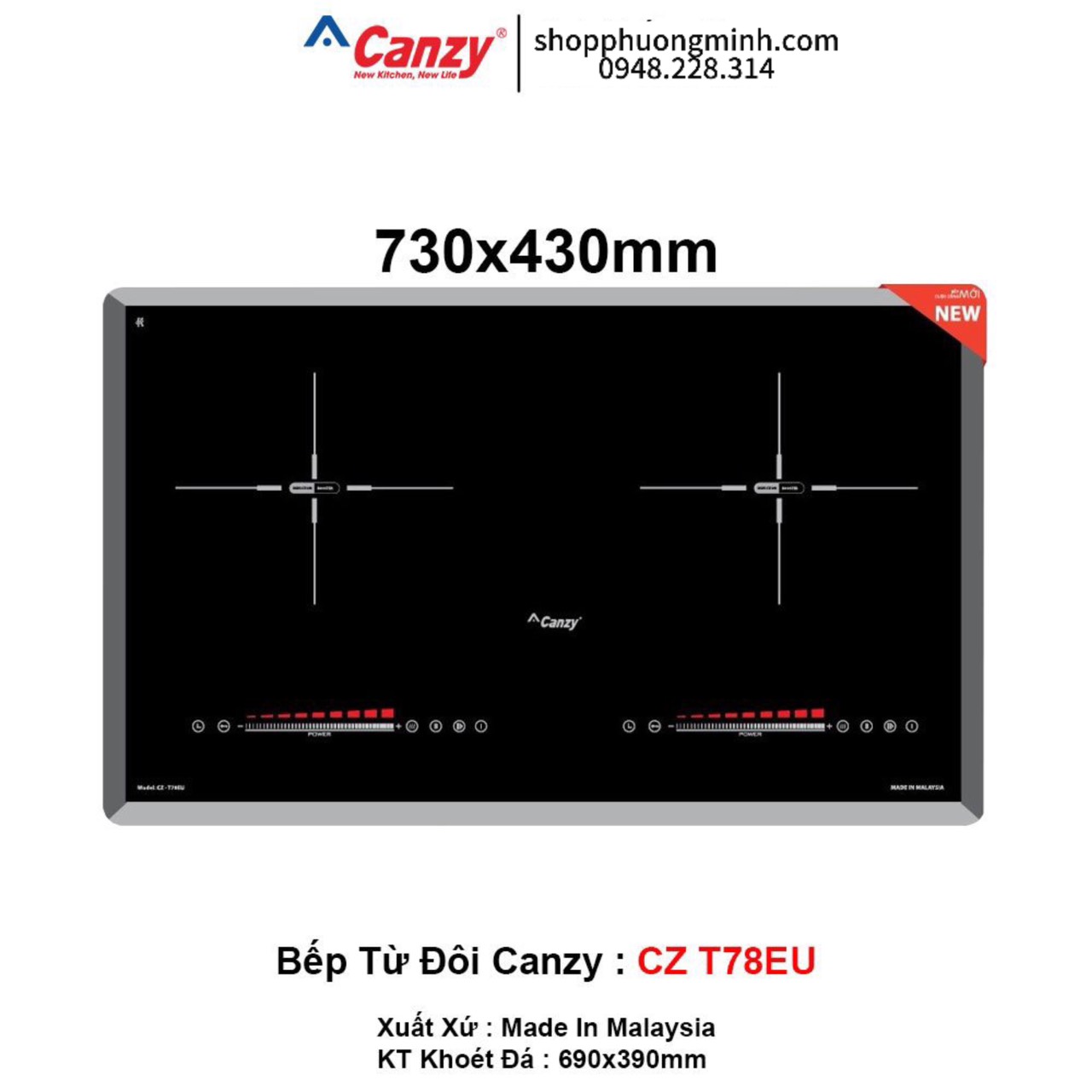 Bếp 1 từ 1 hồng ngoại Canzy Cz T78EUHN