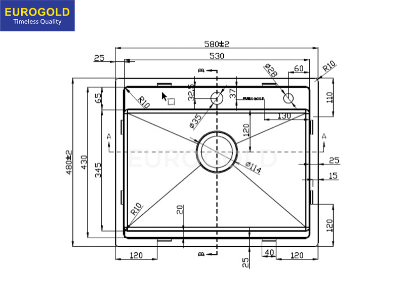 Chậu rửa bát 1 hố Eurogol EUS55848