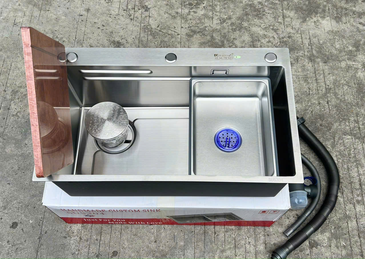 Chậu 1 hố kagol 74x45cm inox xước mờ