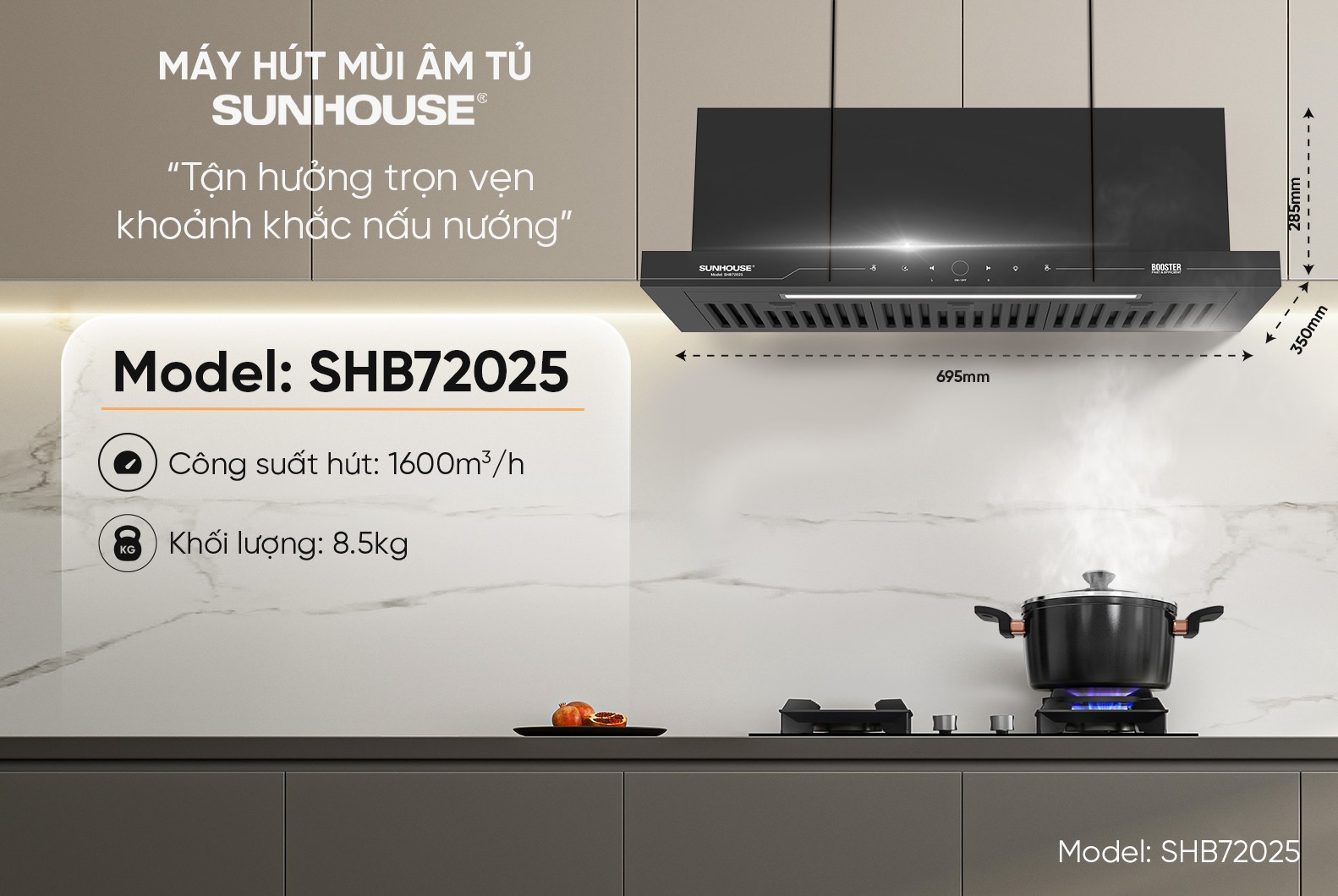 MÁY HÚT MÙI ÂM TỦ SUNHOUSE SHB72025