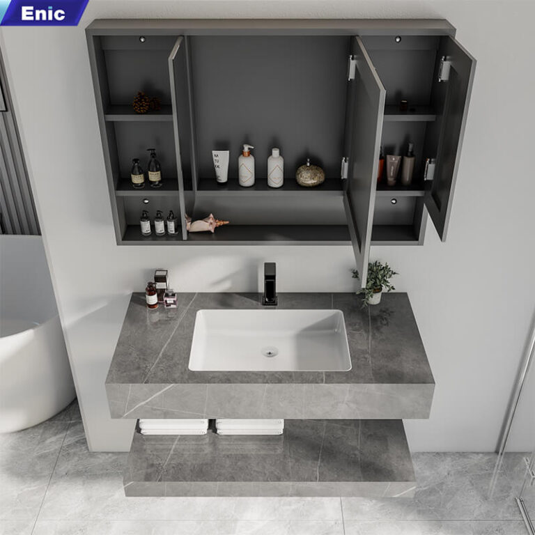 Bộ tủ gương lavabo phòng tắm 2 tầng cao cấp Enic 2T 50cm – 100cm