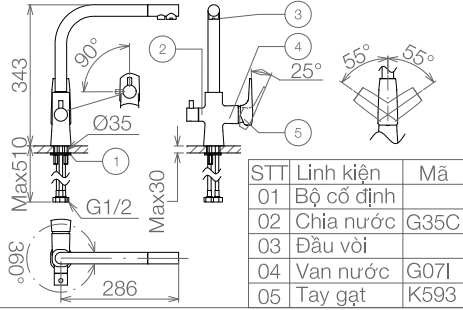 Vòi rửa bát Viglacera VG713