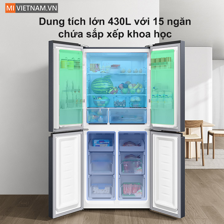 Tủ lạnh Xiaomi Mijia 430L, 4 cánh, ion khử khuẩn, cấp đông nhanh