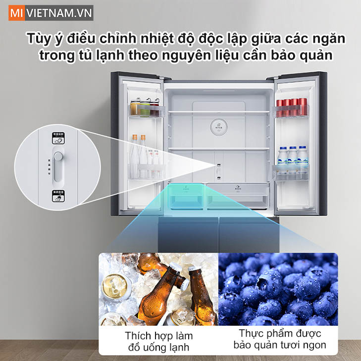 Tủ lạnh Xiaomi Mijia 430L, 4 cánh, ion khử khuẩn, cấp đông nhanh