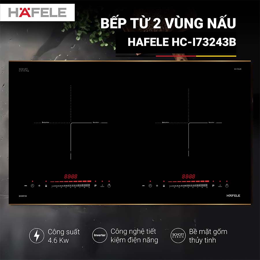Bếp từ lắp âm 2 vùng nấu Hafele HC-I73243B
