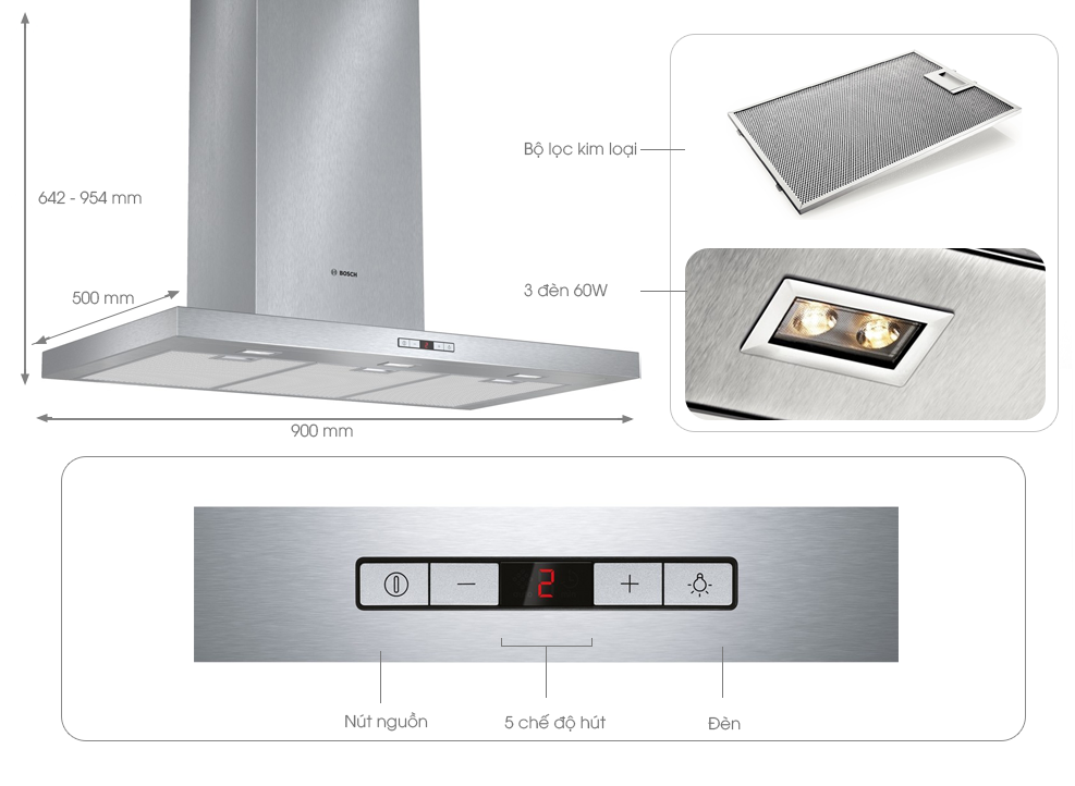 Máy hút mùi Bosch DWB097E50 | Series 6