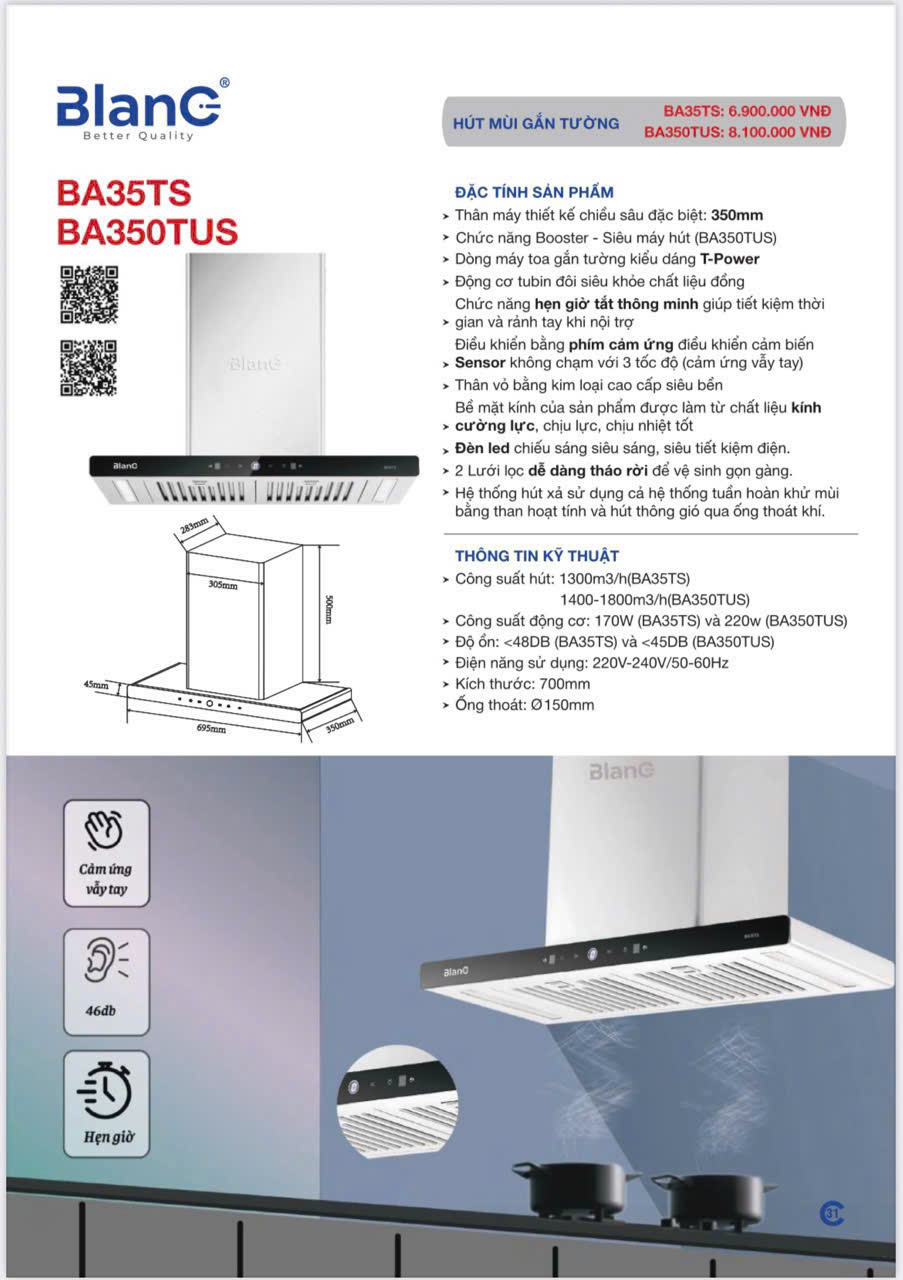 Máy Hút Mùi BlanC BA 350TUS