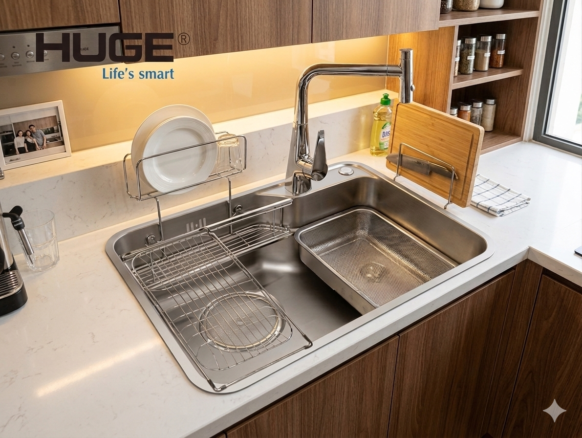 CHẬU RỬA BÁT 1 HỐ HUGE H-JS6848