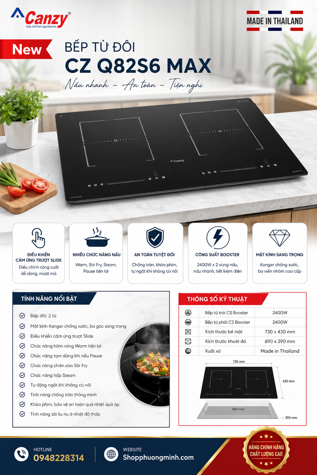 Bếp từ Canzy Cz Q82S6Max