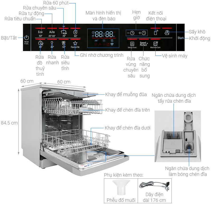 Máy rửa bát BOSCH SMS6ECC51E serie 6 độc lập
