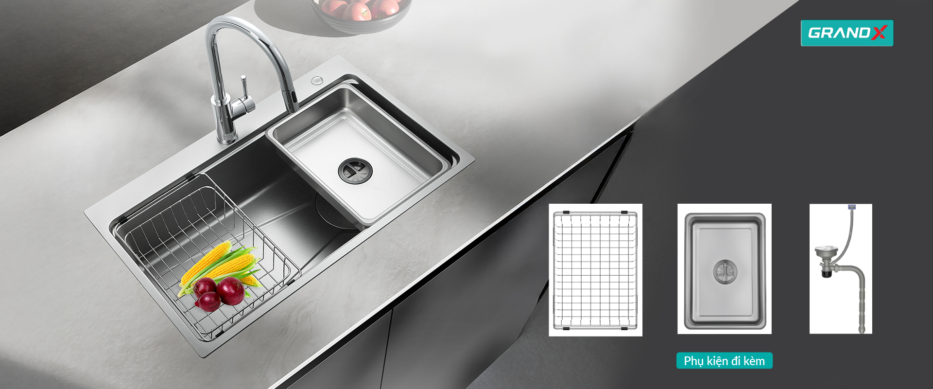 CHẬU RỬA BÁT GX8050SV VOLCANO
