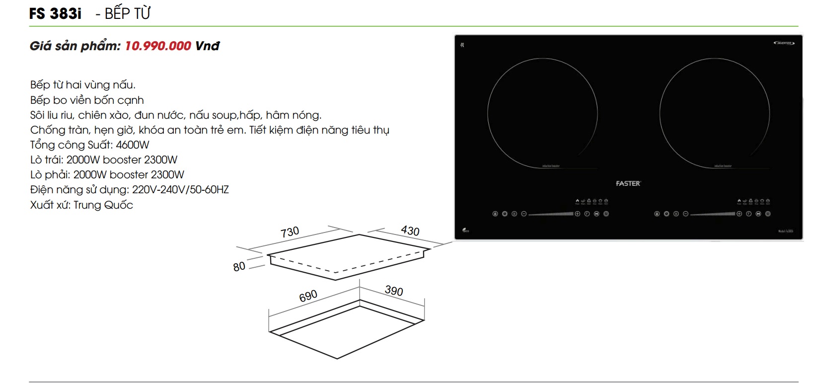 Bếp từ Faster FS 383I