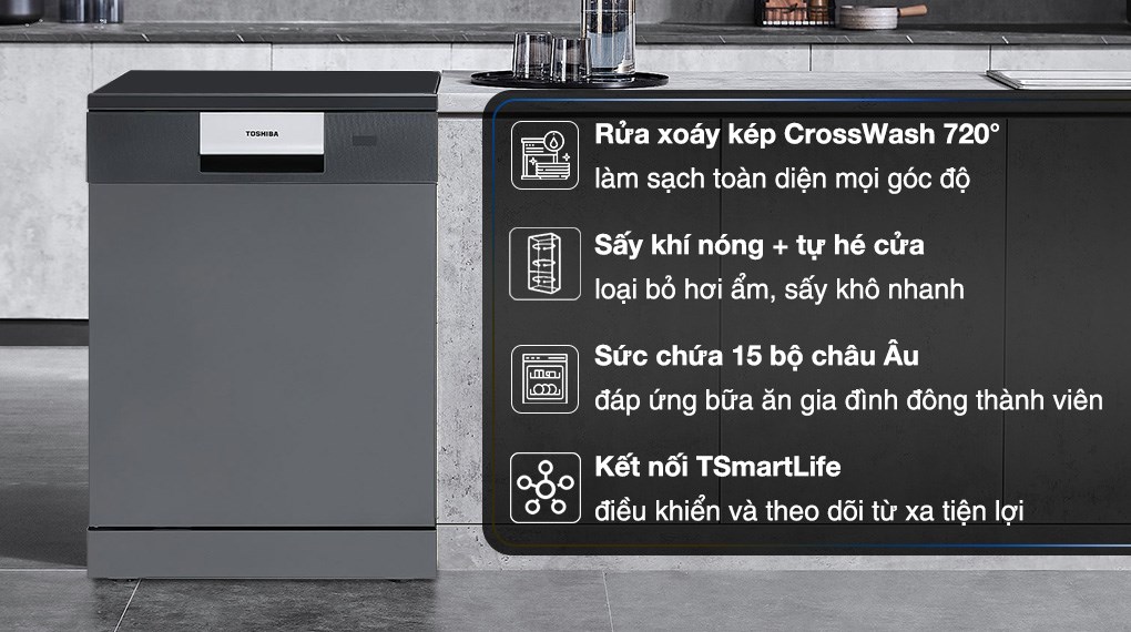 Máy rửa bát Toshiba DW-15F7(G)-VN