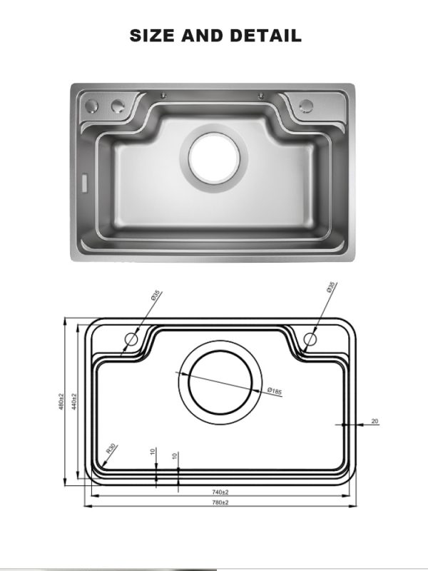 Chậu rửa bát Moomton M7848 inox SUS304 vân sần chống xước
