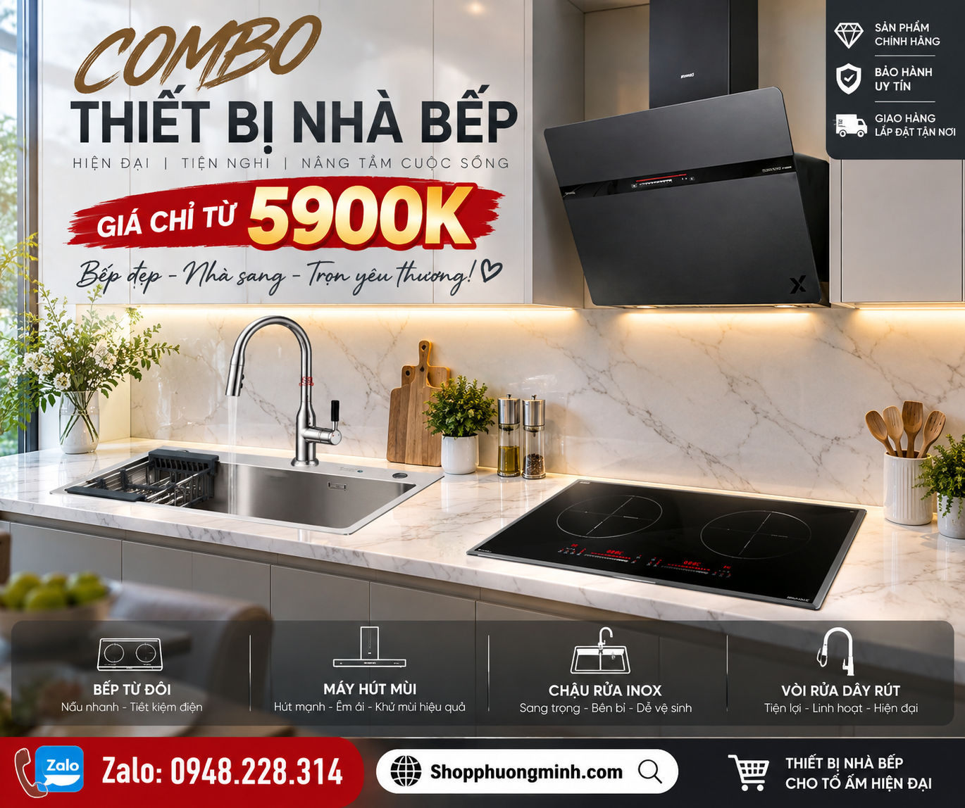 Combo thiết bị nhà bếp cao cấp