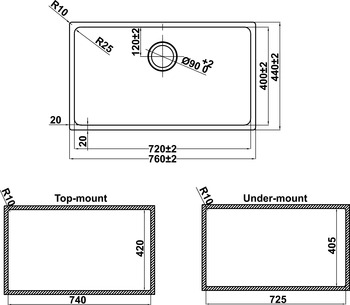 Chậu rửa bát 1 hố Hafele 76×44